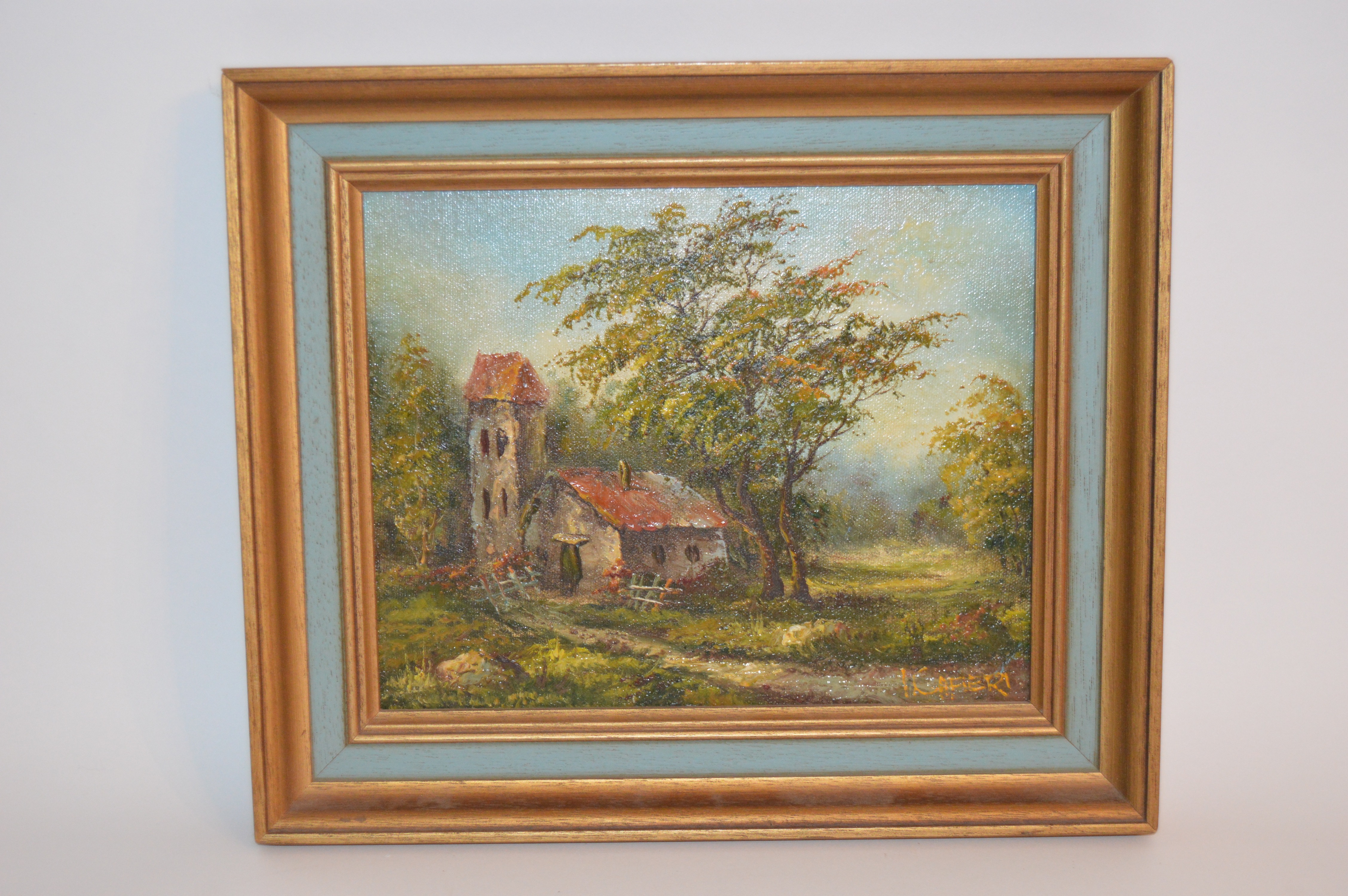 Pair of Vintage Landscape Oil Paintings by Cafieri