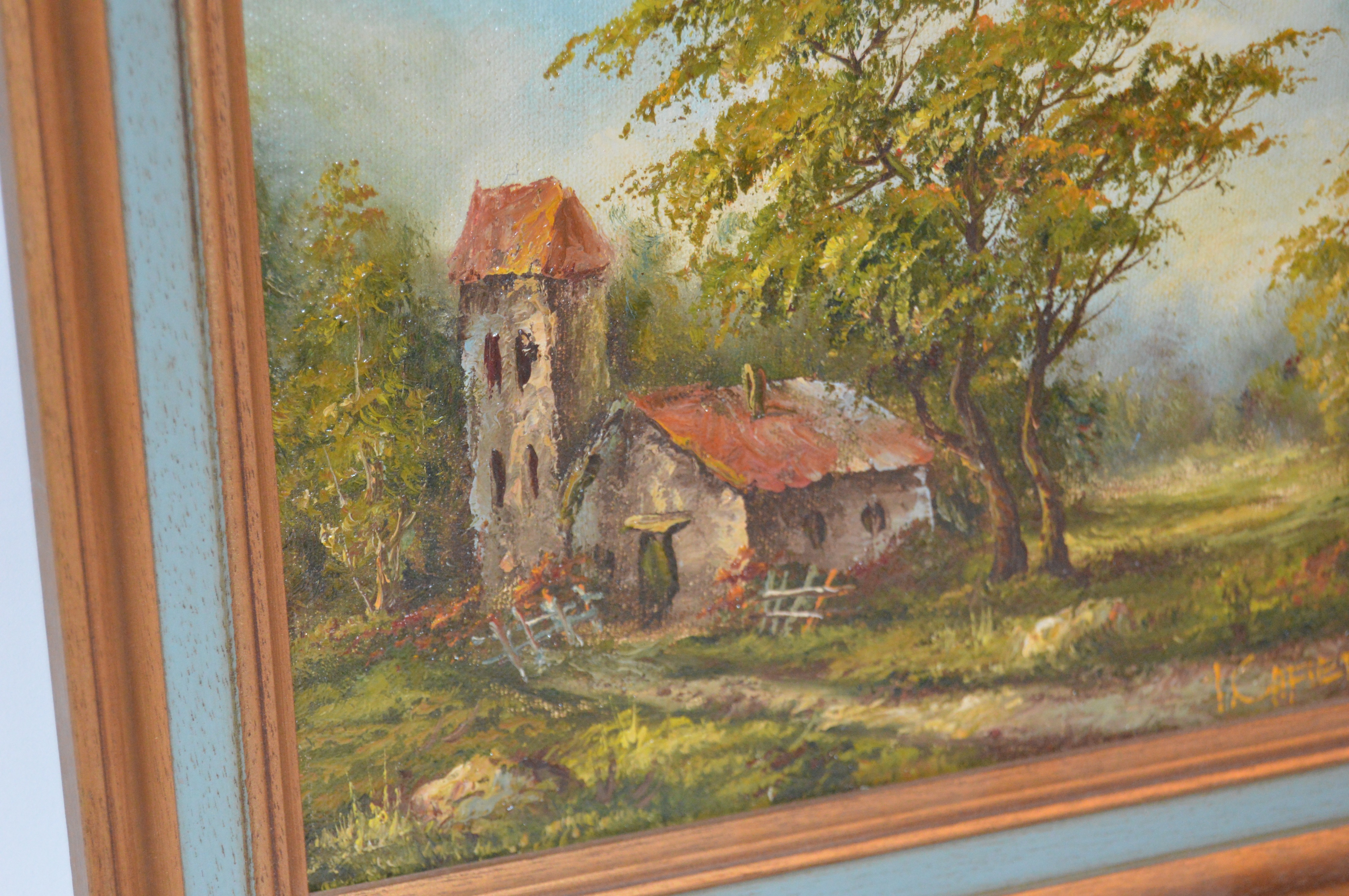 Pair of Vintage Landscape Oil Paintings by Cafieri