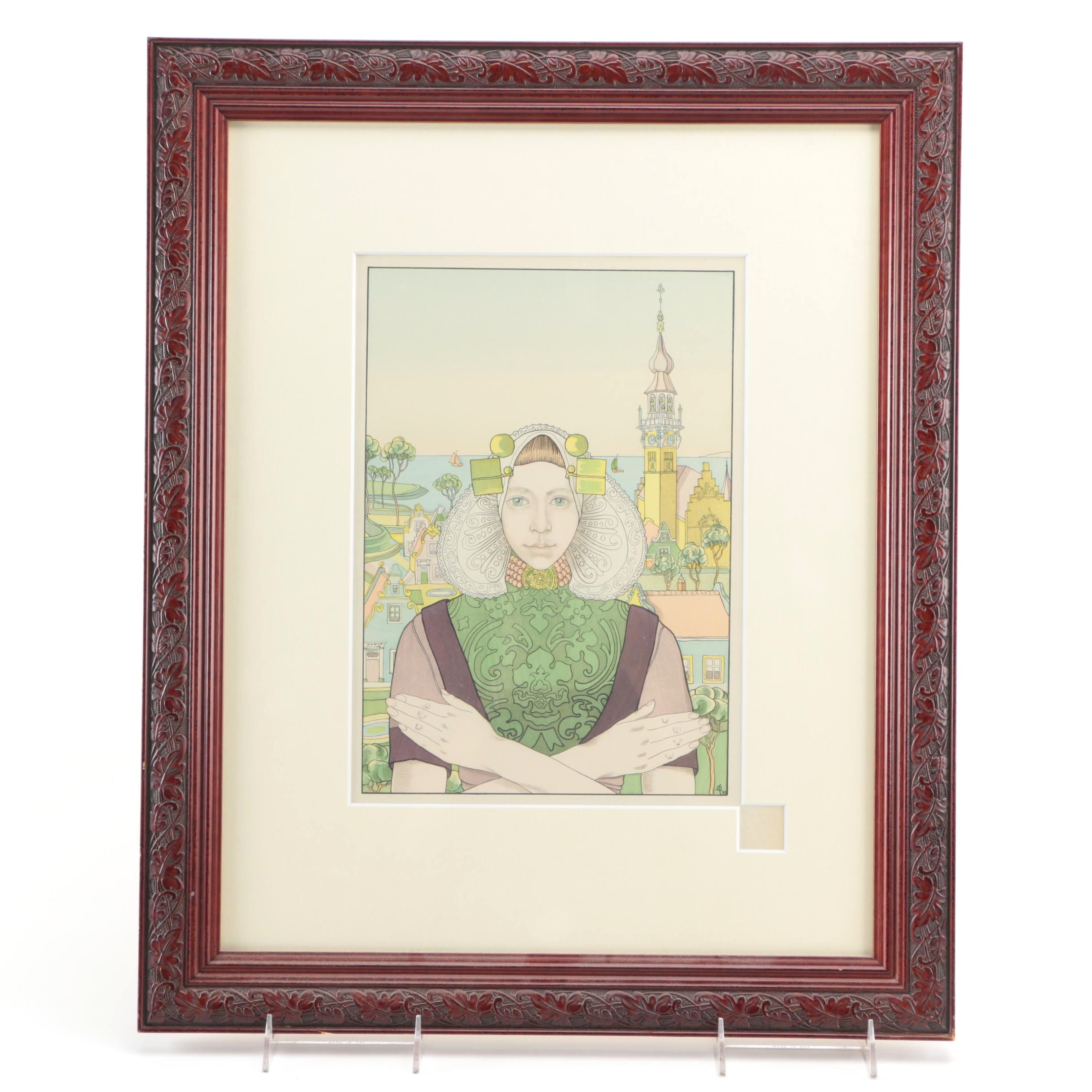 Lithograph After Franz Melchers "The Phalene of the Sea Islands"