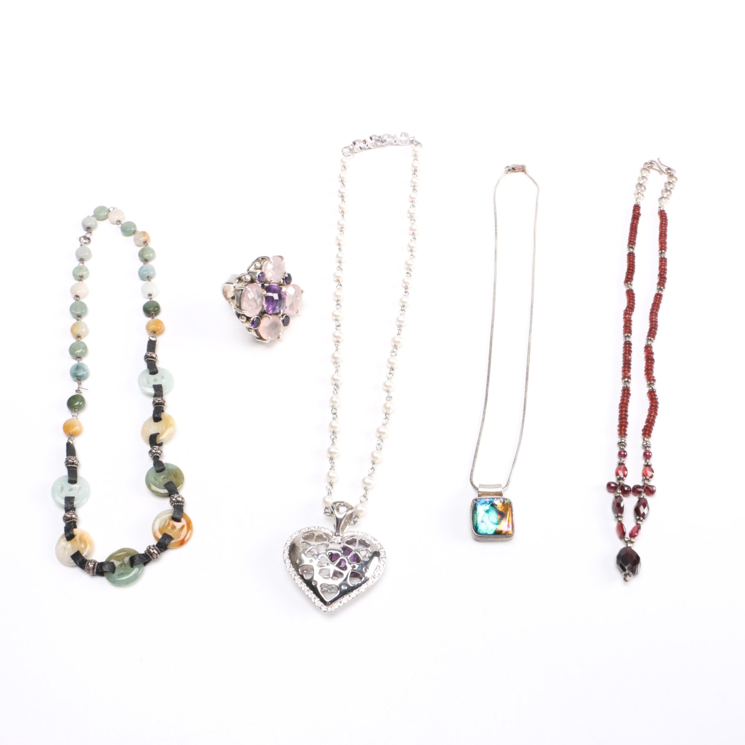 Sterling Silver and Stone Necklaces and Ring