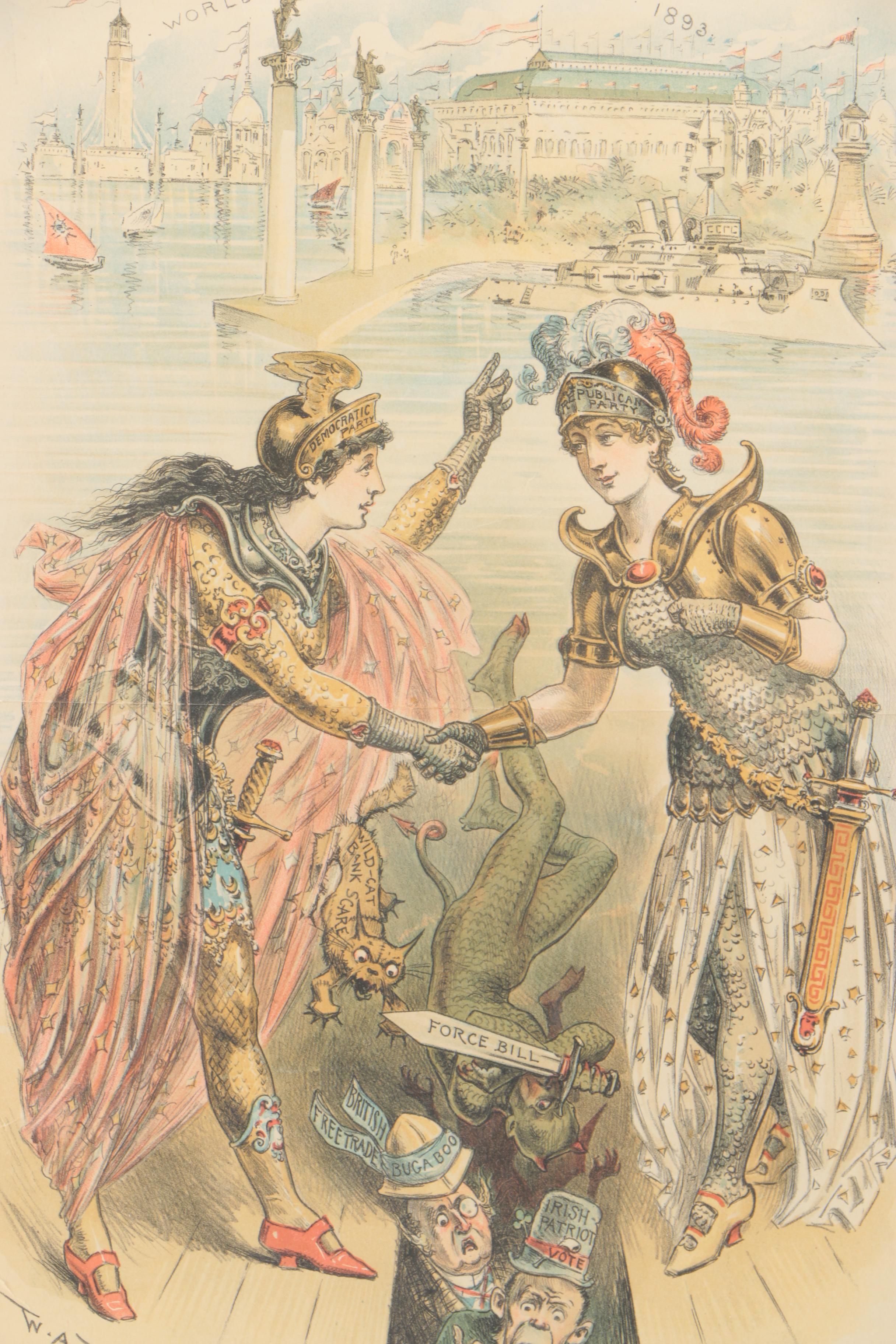 Lithograph After William Allen Rogers "The Cue"