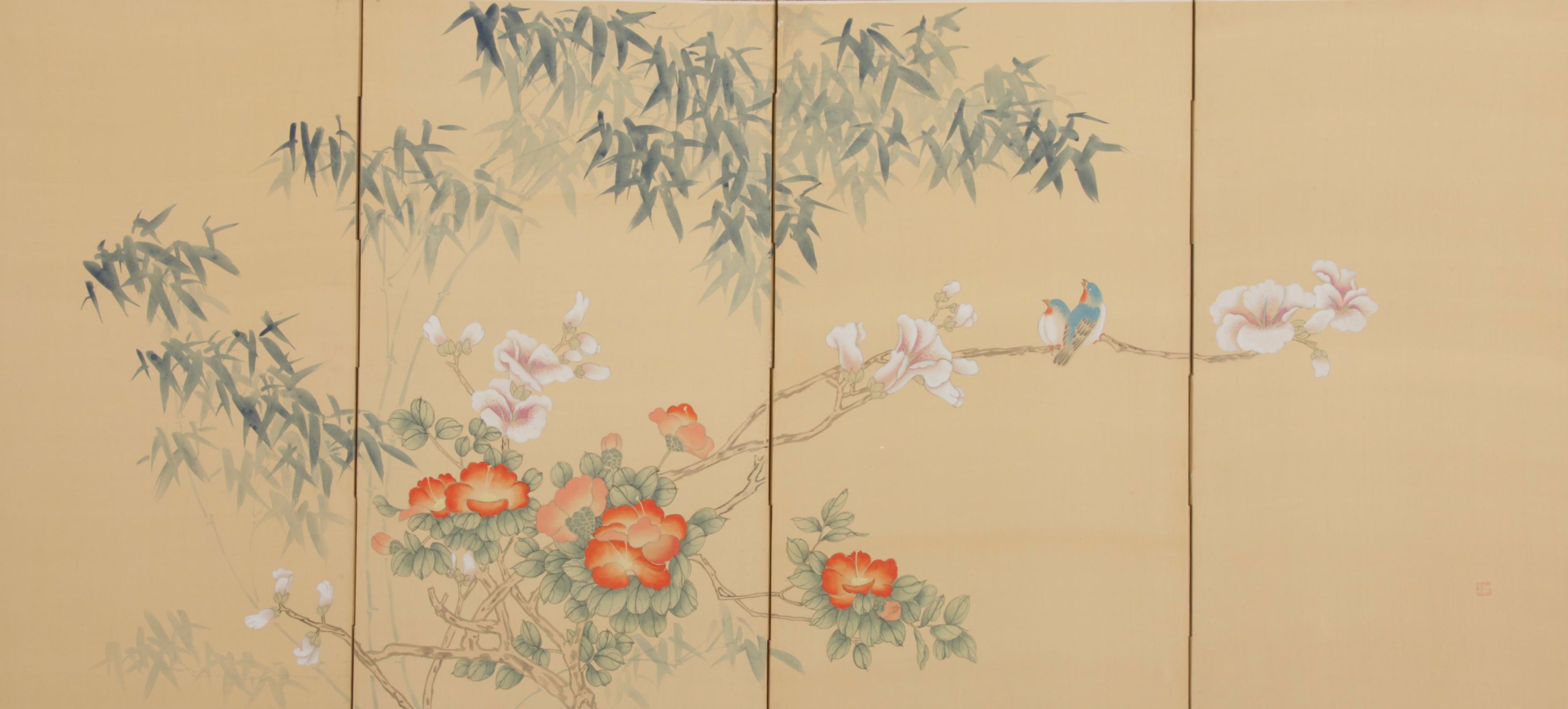Chinese Hand-Painted Folding Screen