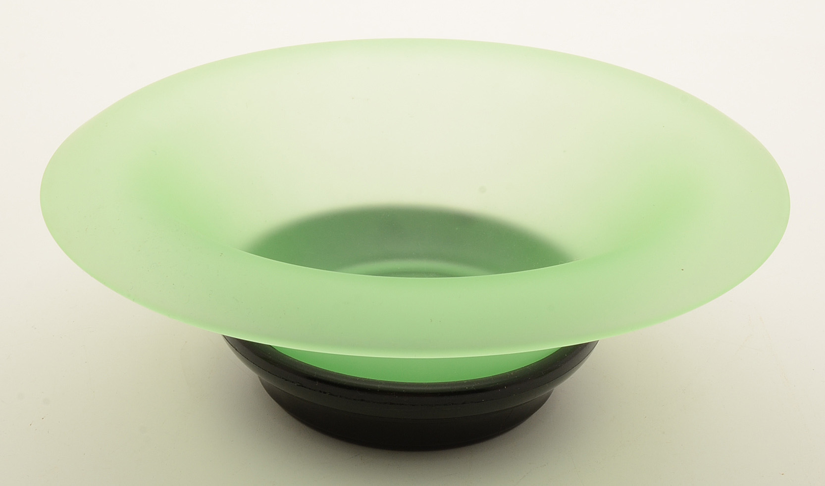 Green Vaseline Glass Bowl and Candlesticks