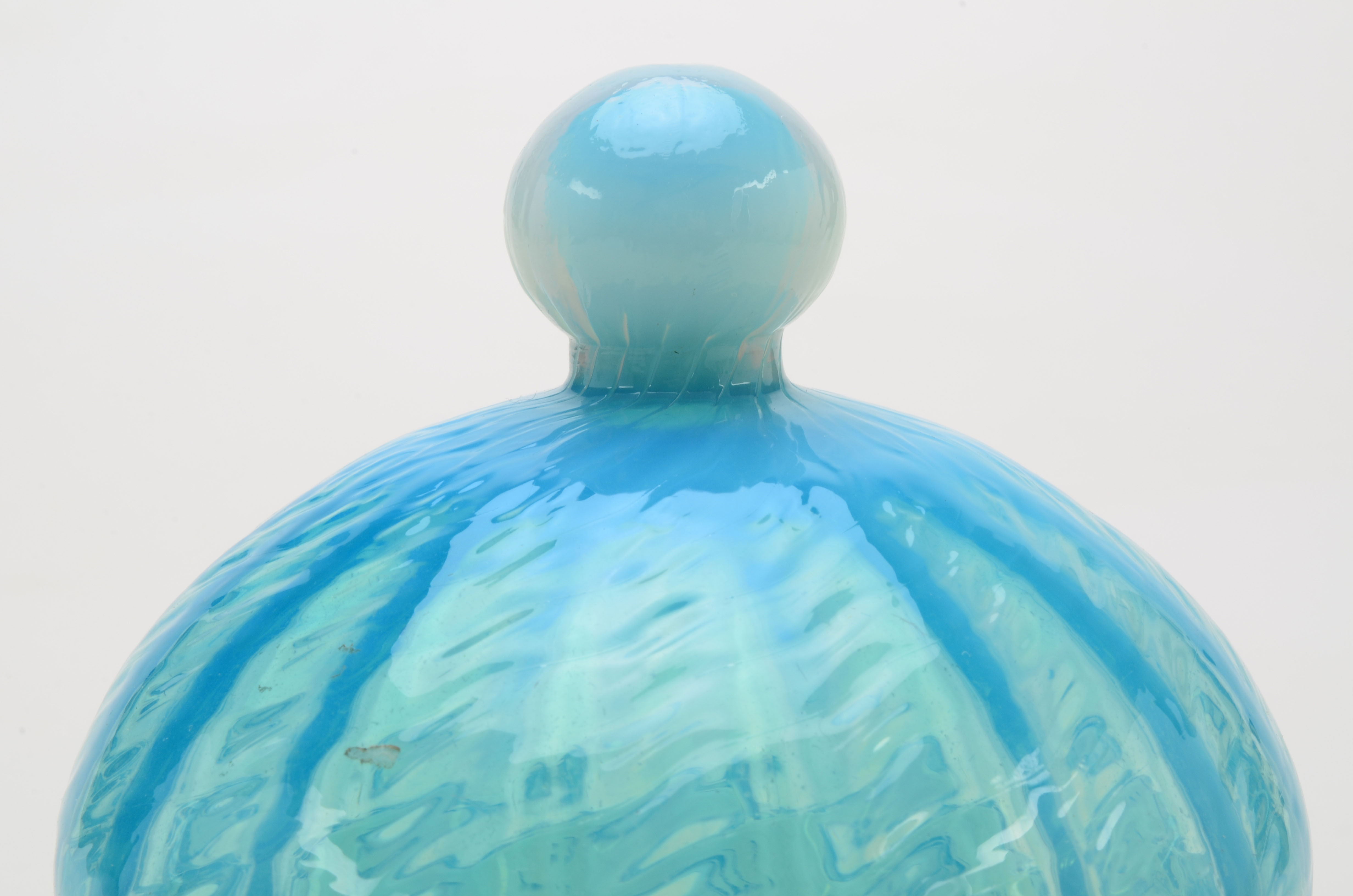 Opalescent Blue Lidded Compote