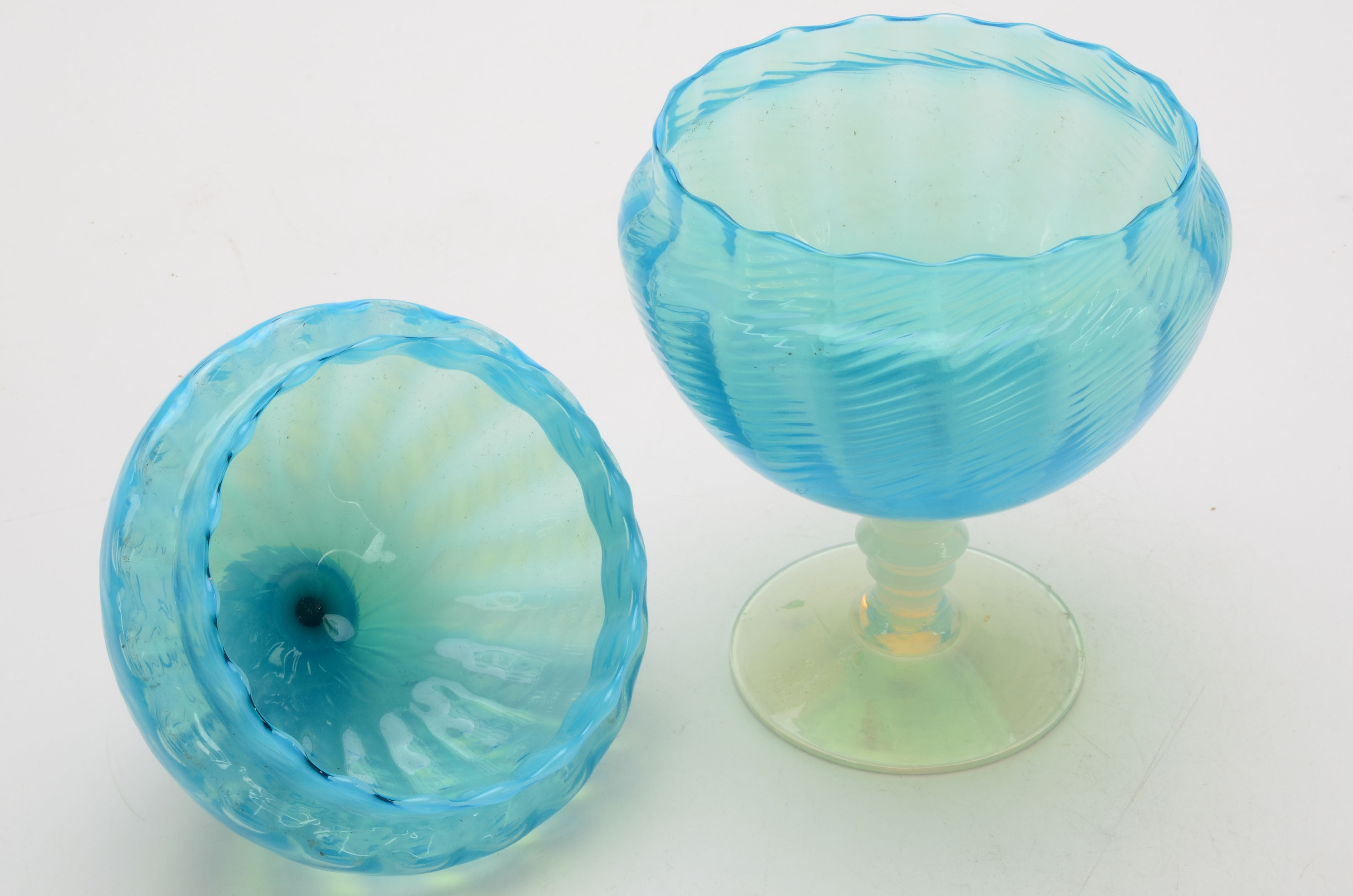 Opalescent Blue Lidded Compote