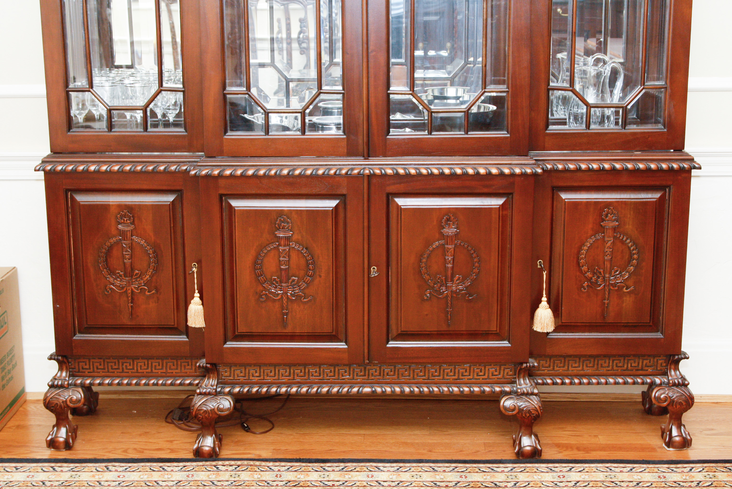 Mahogany Lighted Glass Front China Cabinet