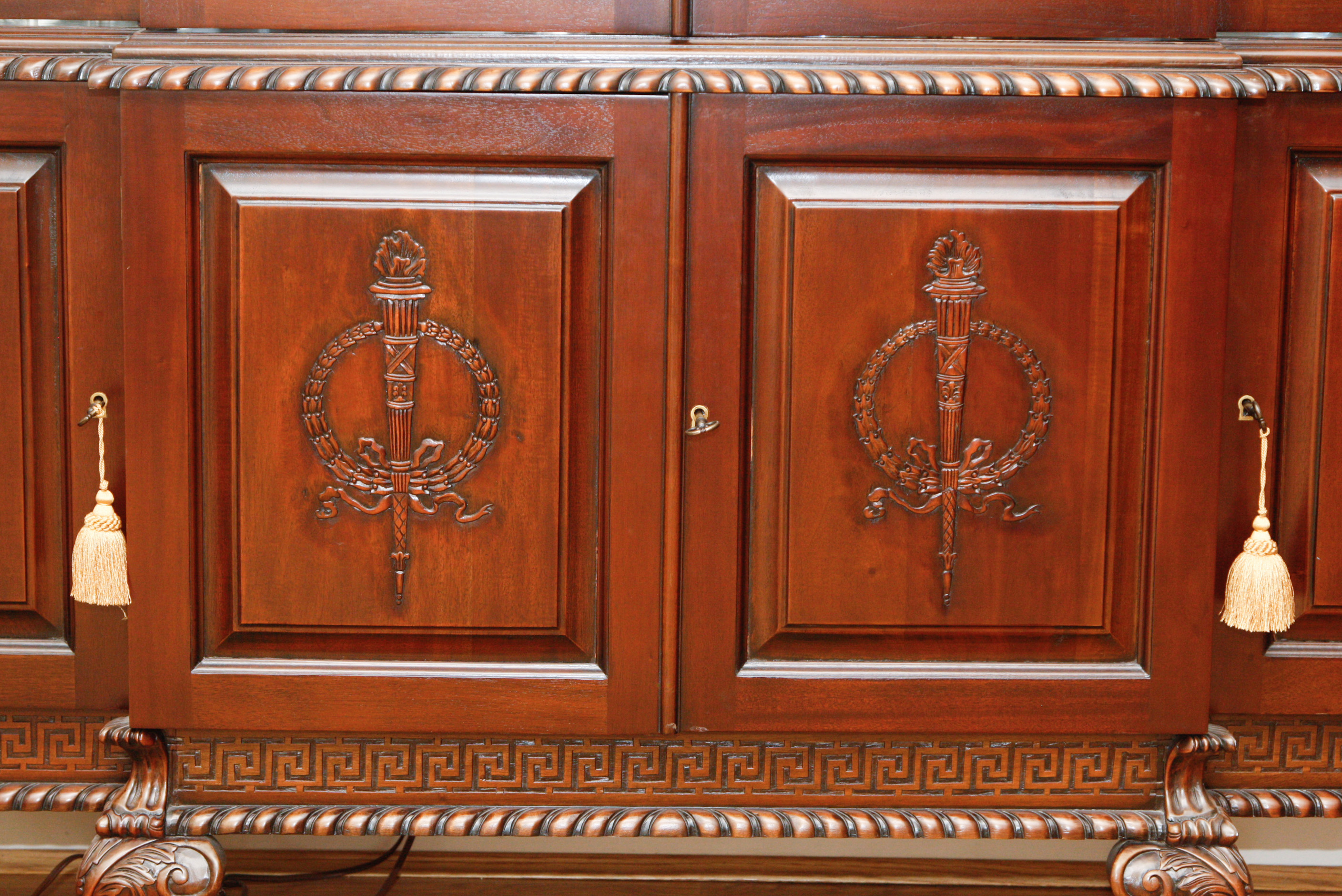 Mahogany Lighted Glass Front China Cabinet