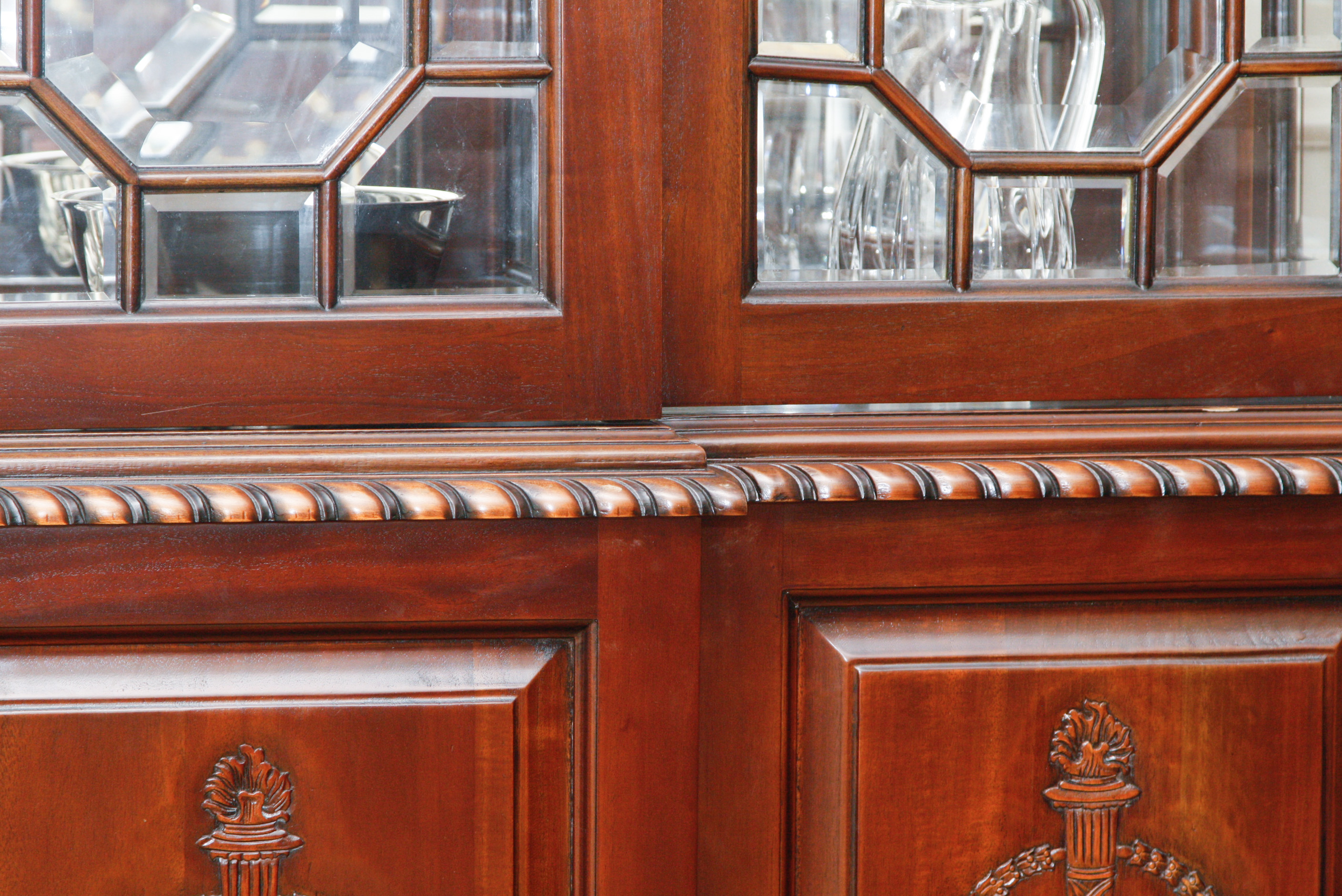 Mahogany Lighted Glass Front China Cabinet