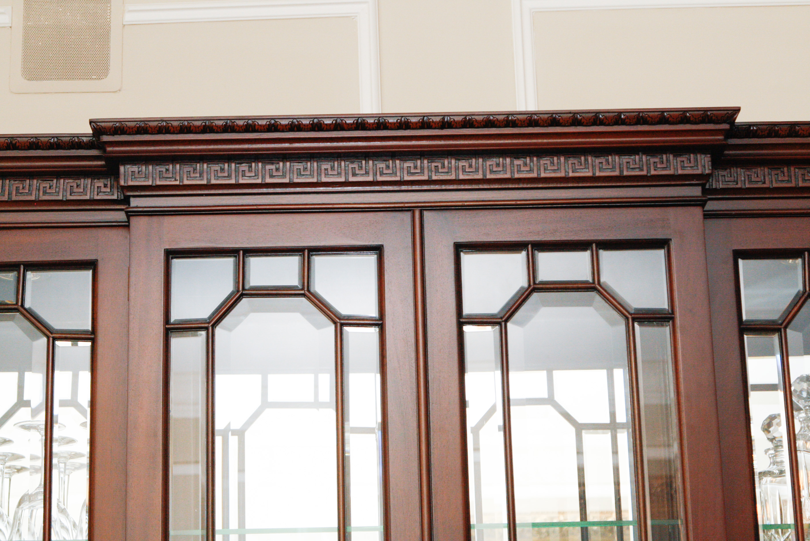 Mahogany Lighted Glass Front China Cabinet