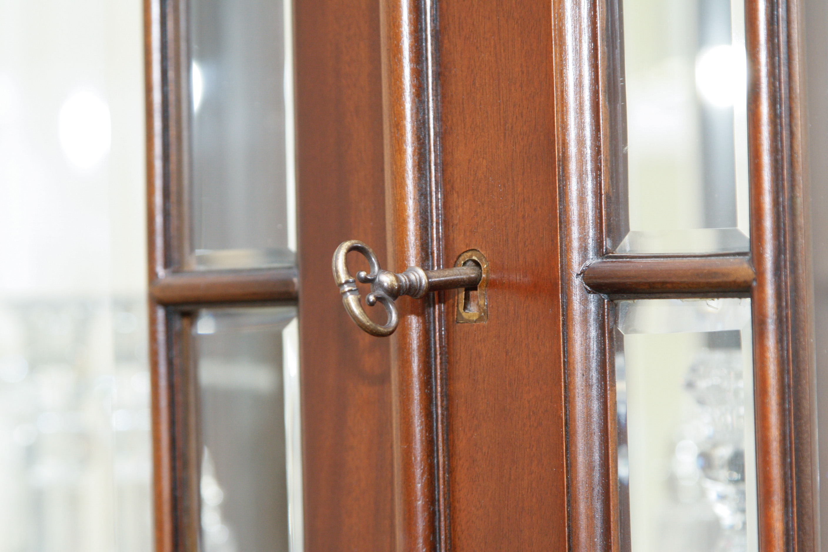 Mahogany Lighted Glass Front China Cabinet