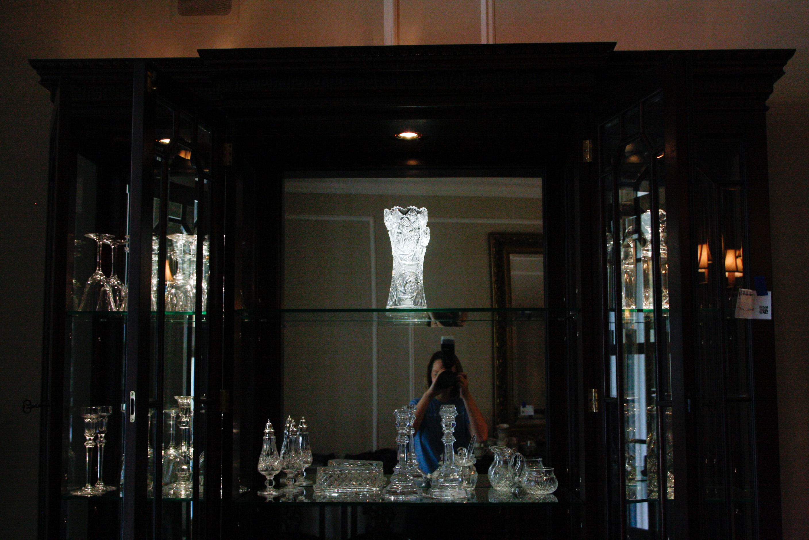 Mahogany Lighted Glass Front China Cabinet