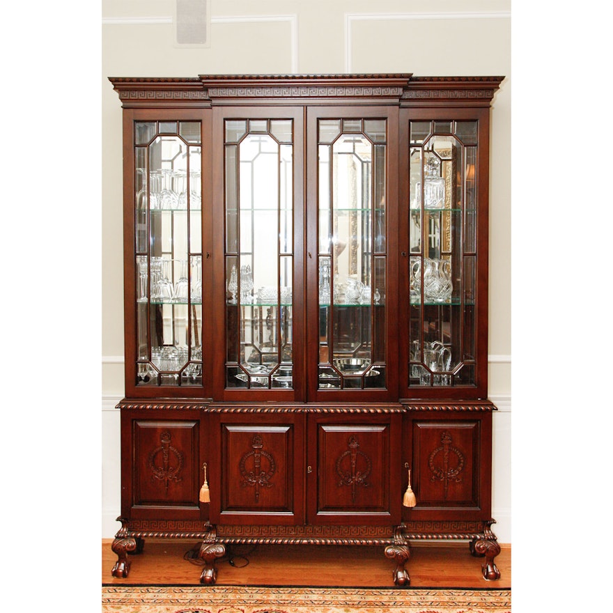 Mahogany Lighted Glass Front China Cabinet