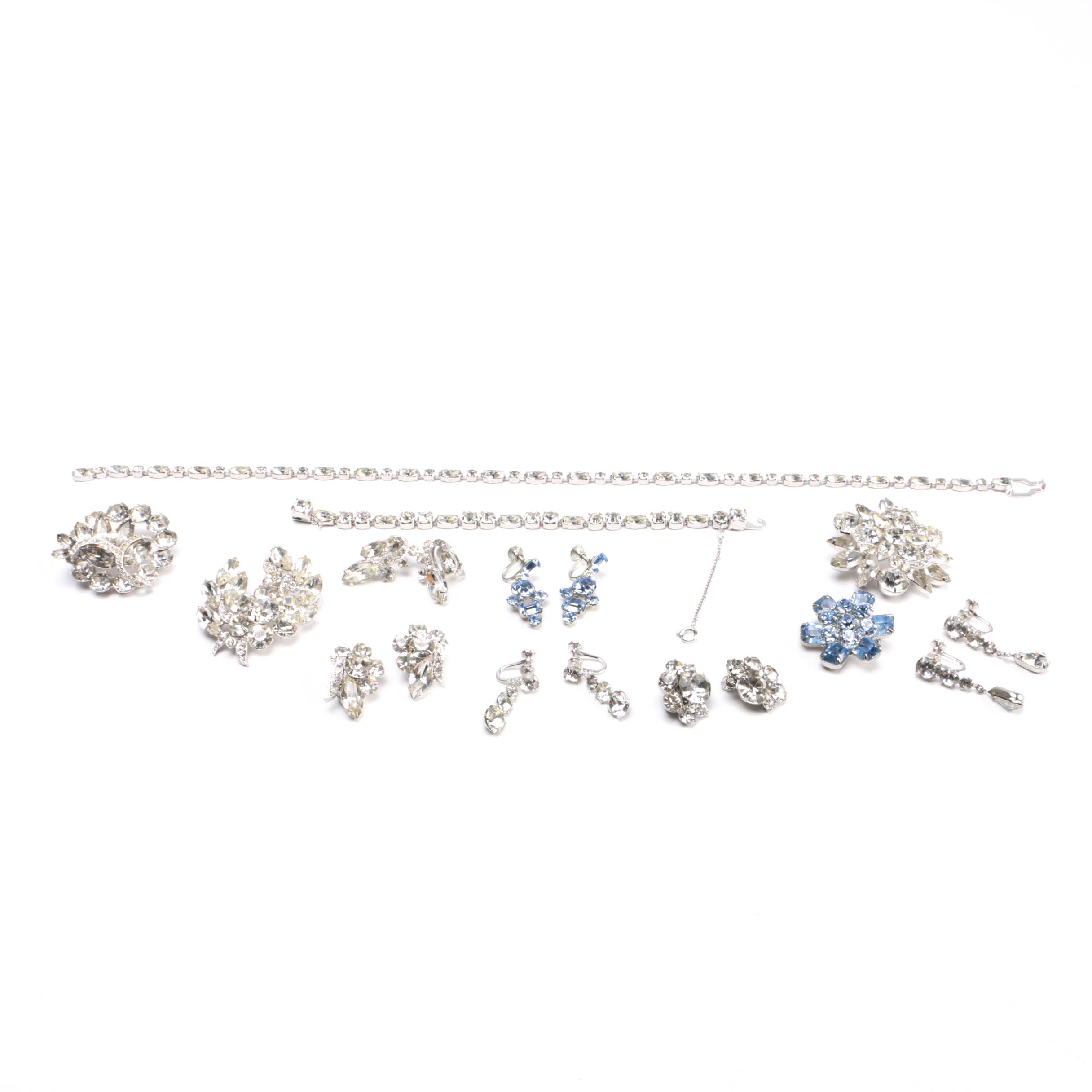 Collection of Rhinestone Costume Jewelry Featuring Eisenburg