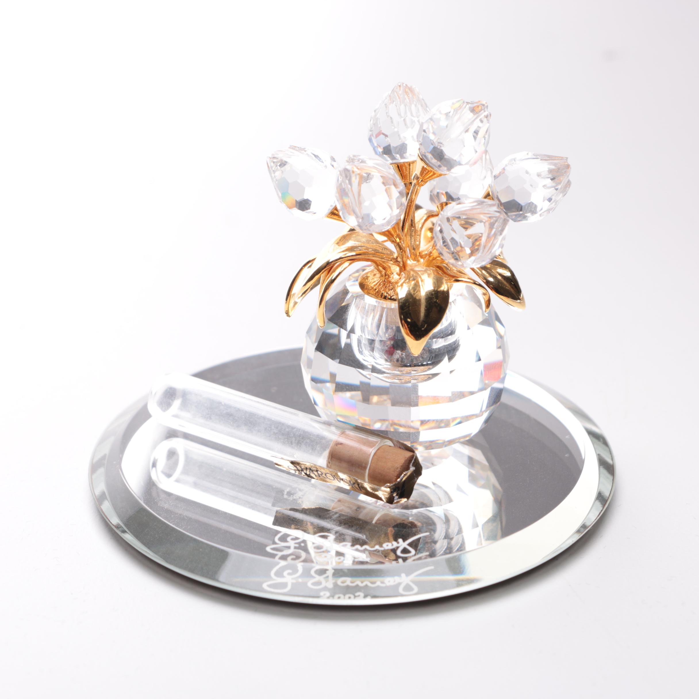 Swarovski Crystal Bird and Tulip Vase