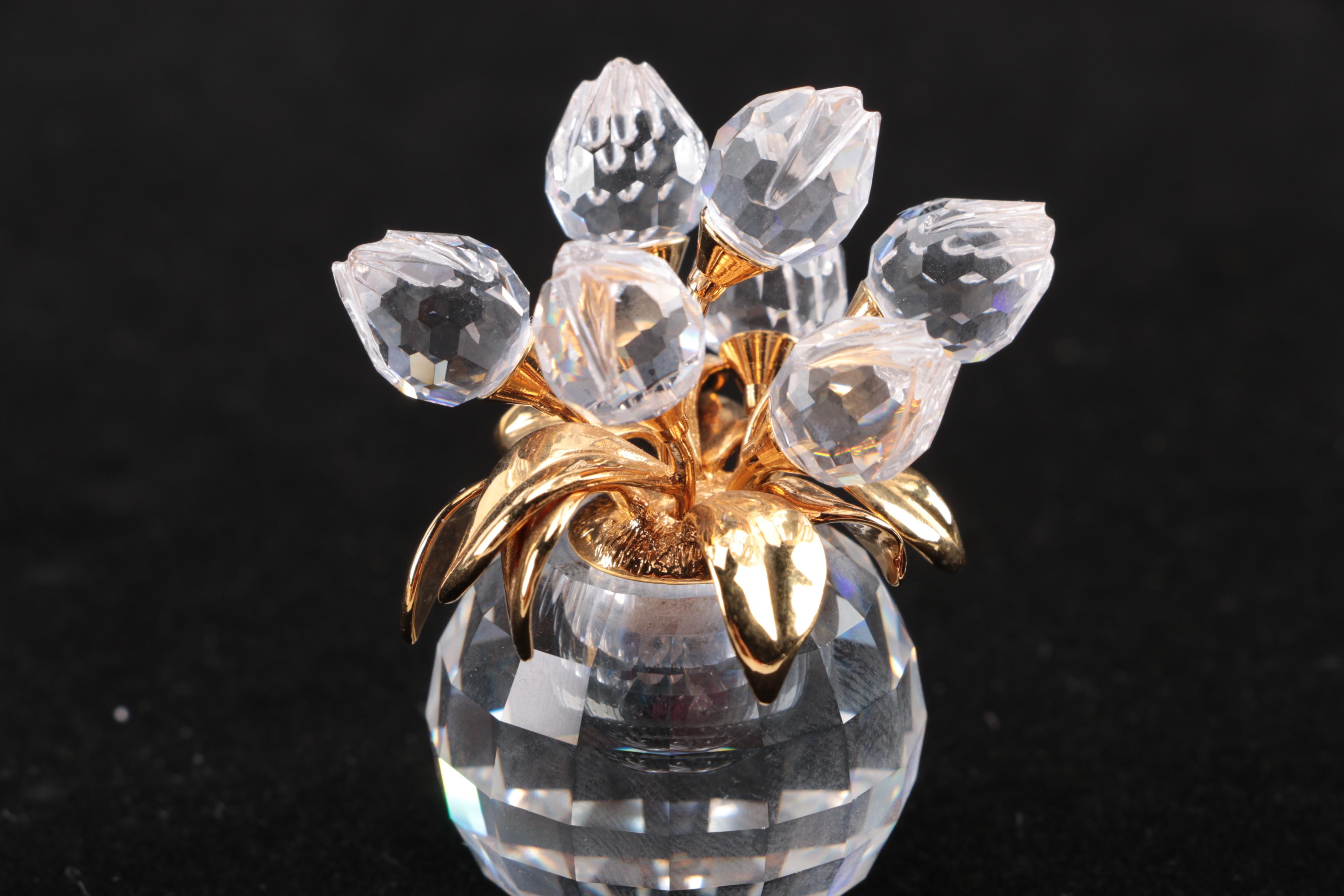 Swarovski Crystal Bird and Tulip Vase