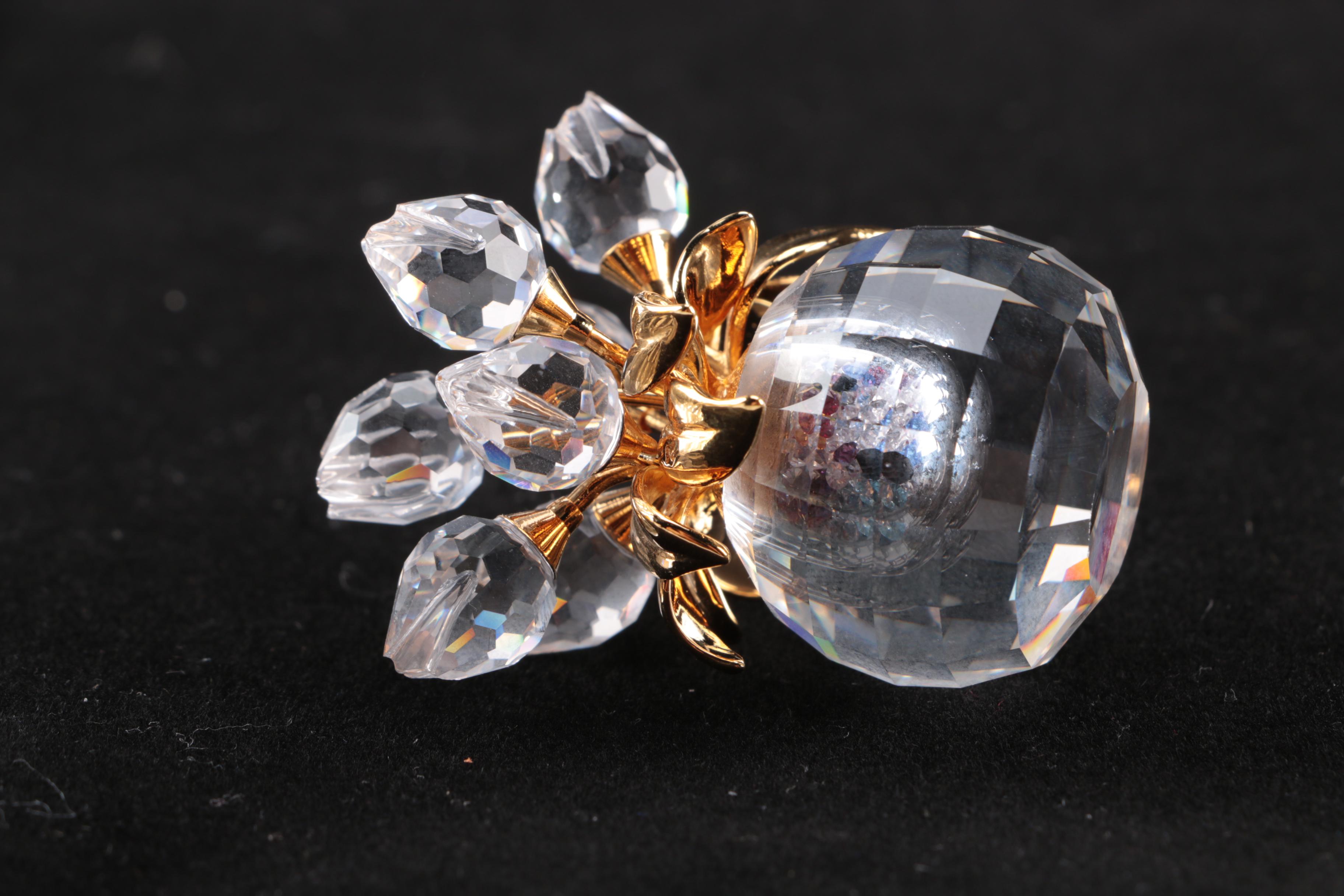 Swarovski Crystal Bird and Tulip Vase