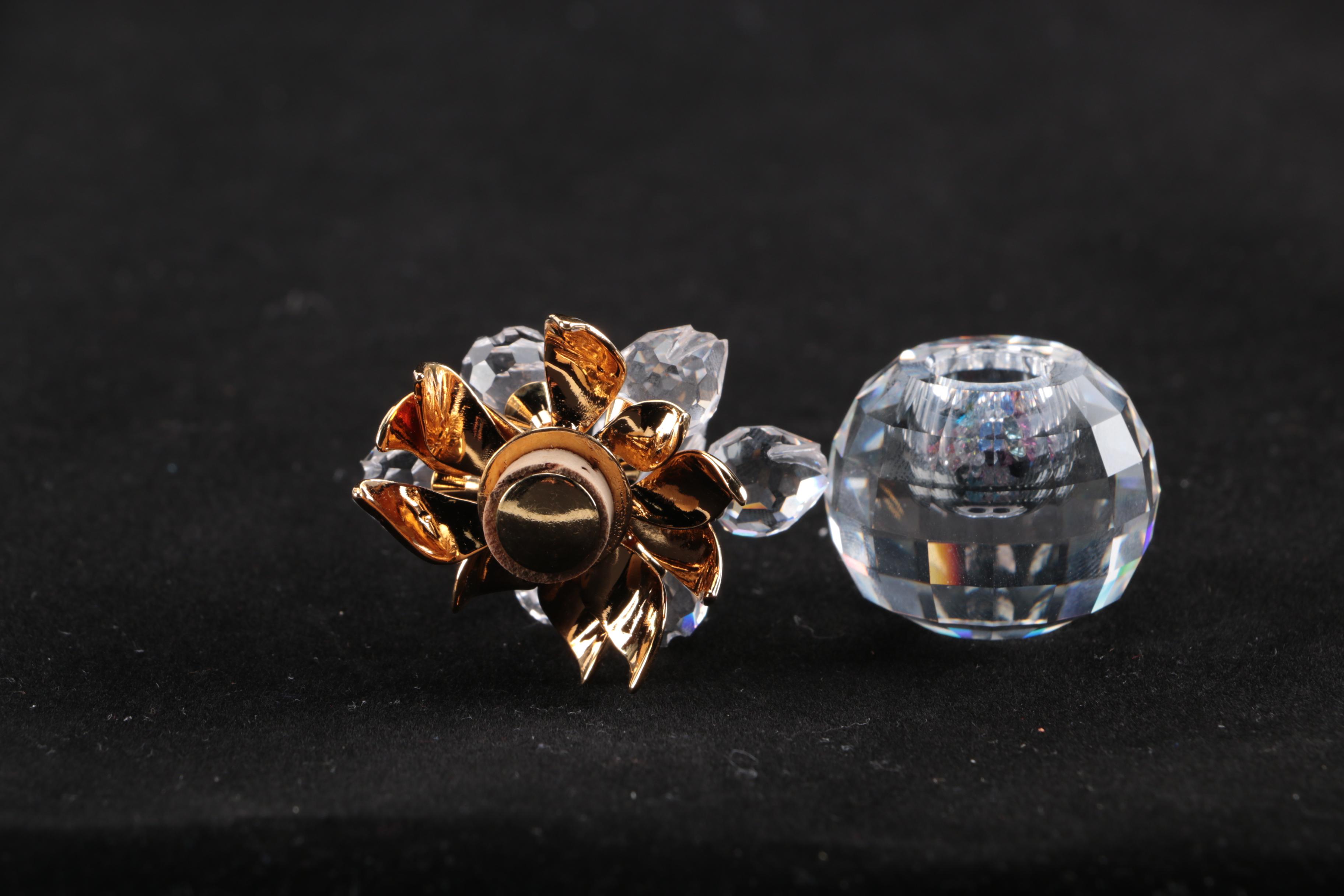 Swarovski Crystal Bird and Tulip Vase