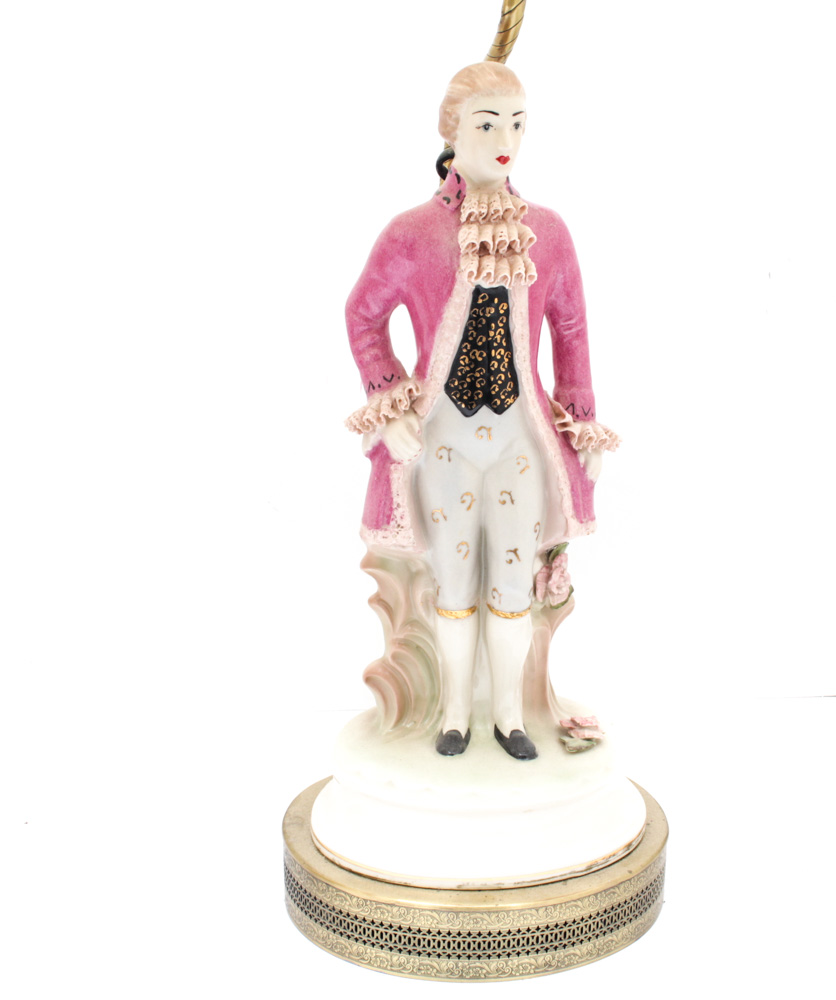 Romantic Era Style Ceramic Lamp Pair