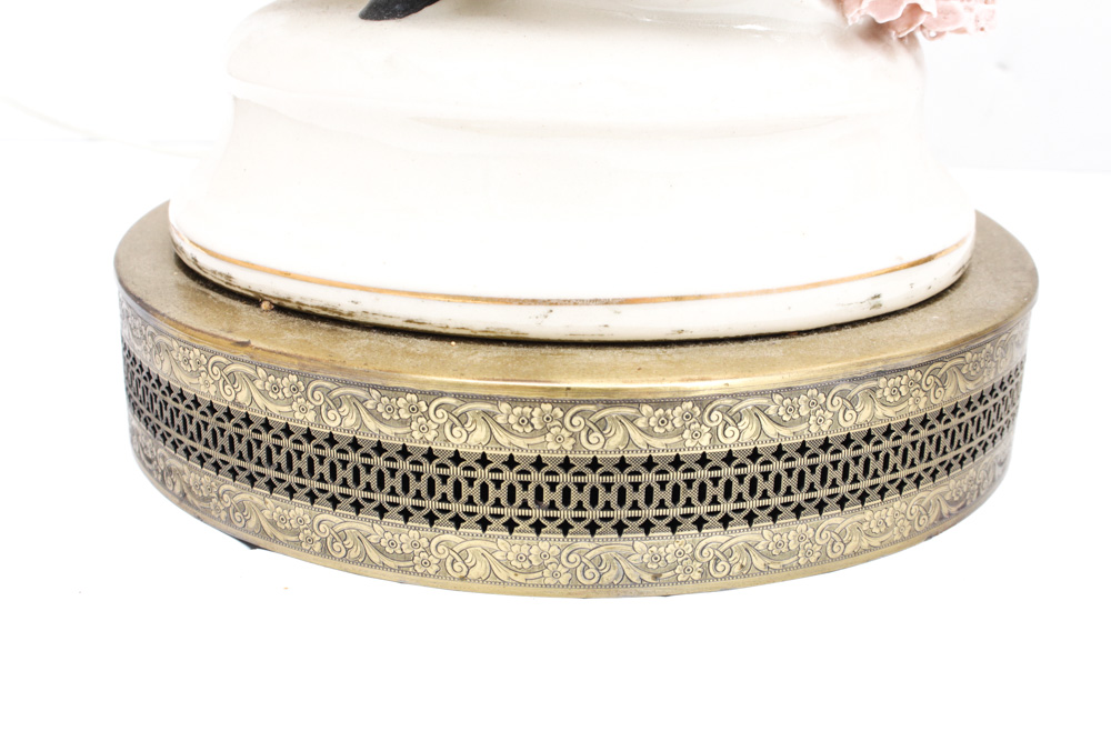 Romantic Era Style Ceramic Lamp Pair