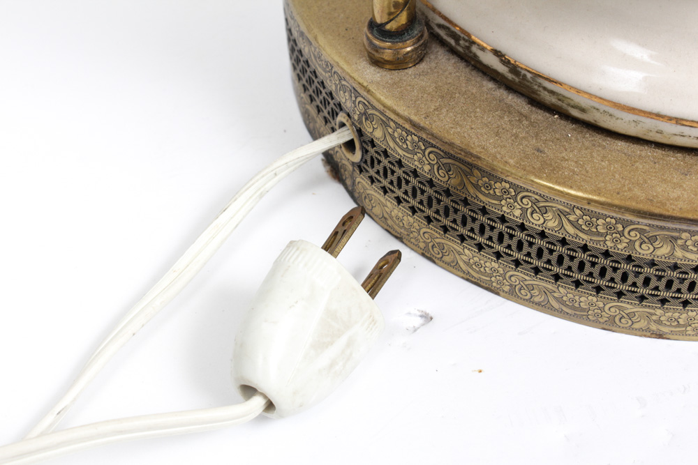 Romantic Era Style Ceramic Lamp Pair