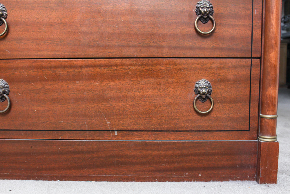 Vintage Bird's Eye Maple Wood Dresser and Mirror By RWAY Furniture