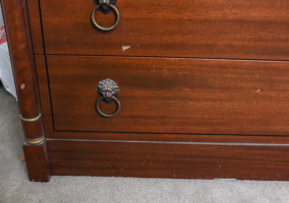 Vintage Bird's Eye Maple Wood Dresser and Mirror By RWAY Furniture