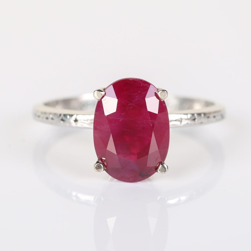 Platinum and GIA Certified 3.23 CTS Ruby Ring