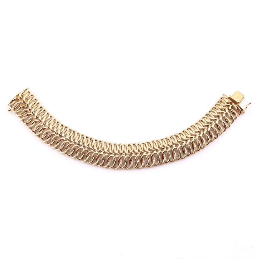 14K Yellow Gold Fancy Link Bracelet