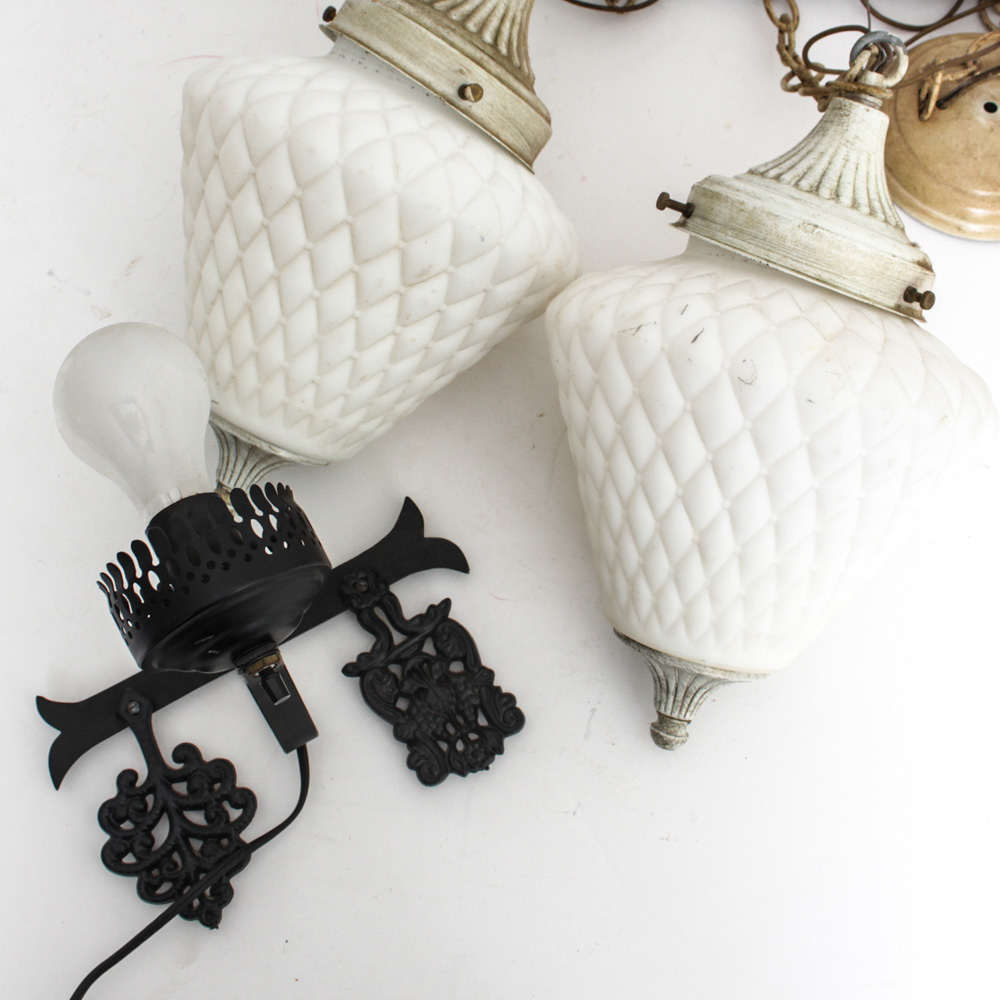 Vintage Light Fixtures With Milk Glass Shades