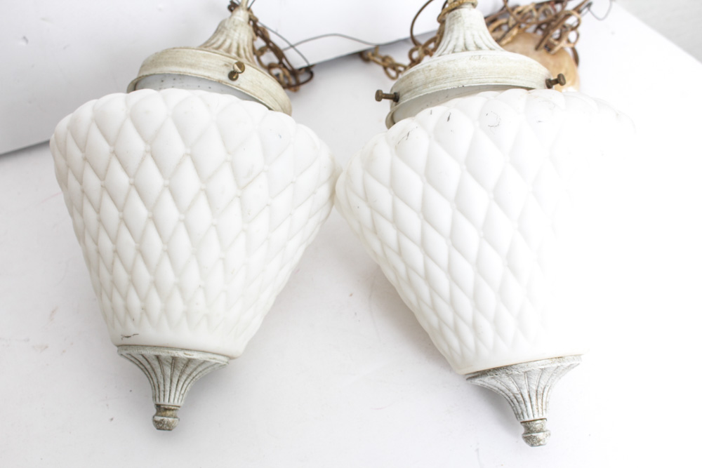 Vintage Light Fixtures With Milk Glass Shades