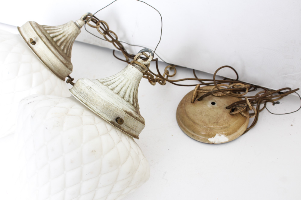 Vintage Light Fixtures With Milk Glass Shades