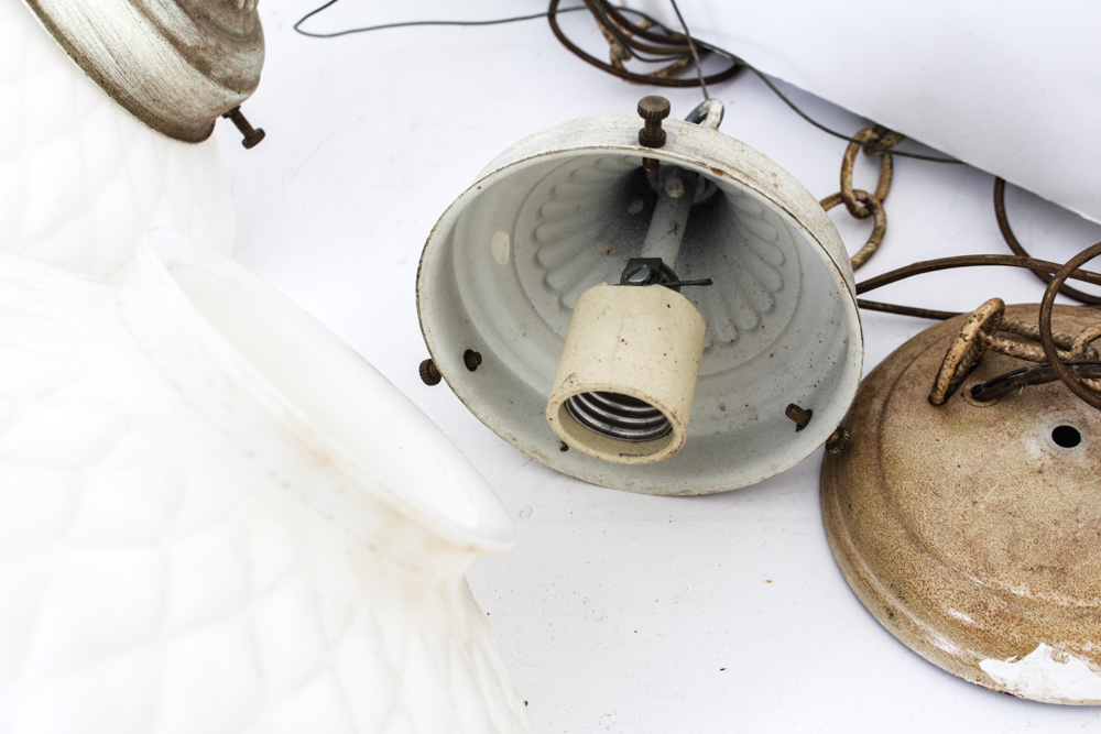 Vintage Light Fixtures With Milk Glass Shades