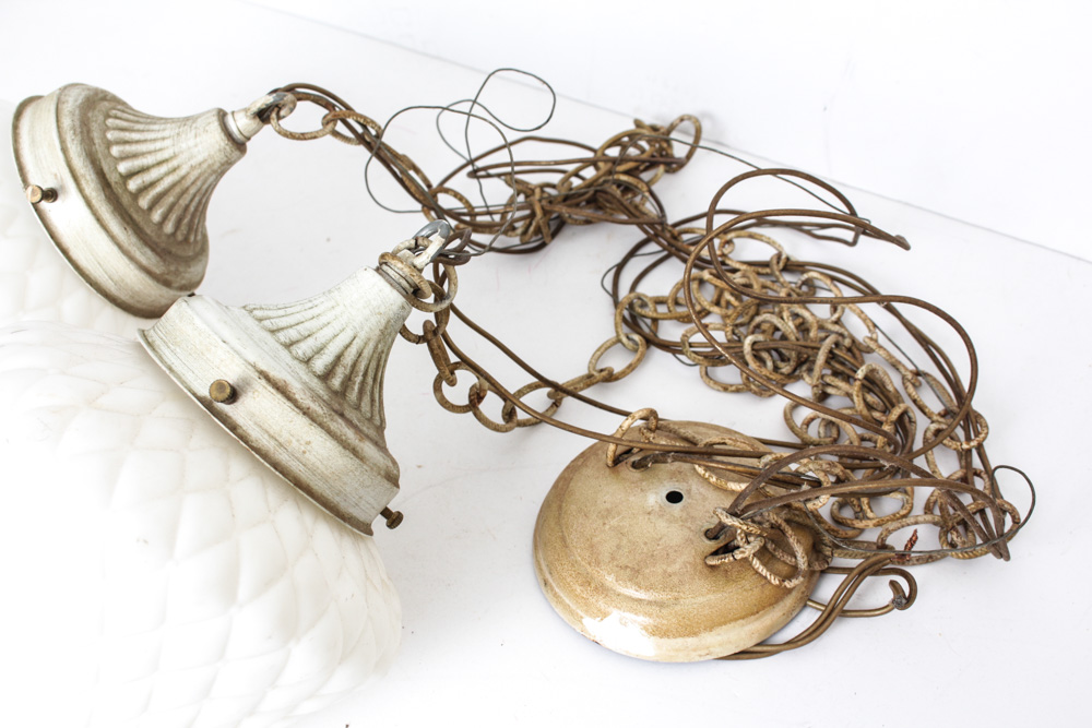 Vintage Light Fixtures With Milk Glass Shades