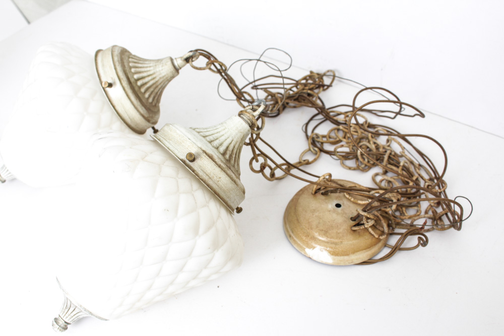 Vintage Light Fixtures With Milk Glass Shades