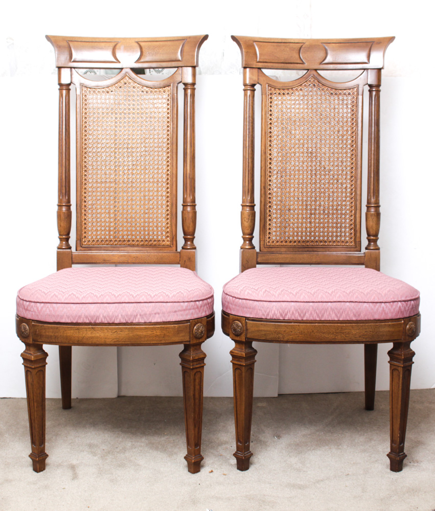 Cane Back Accent Chairs and Side Table