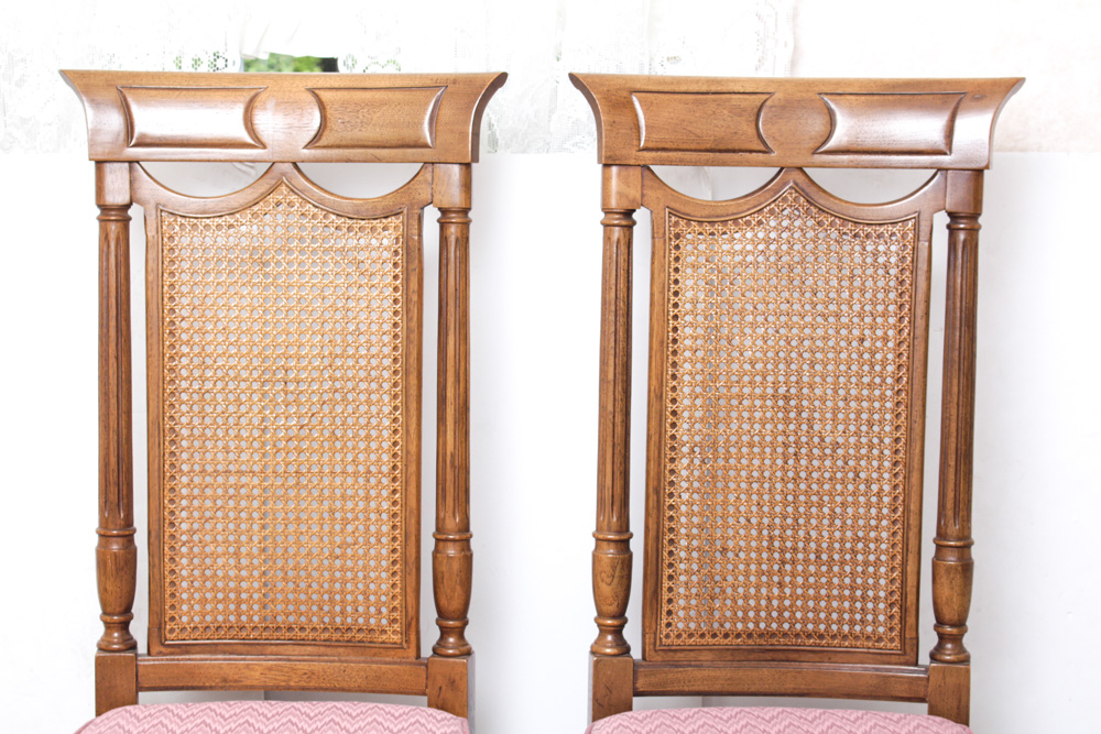 Cane Back Accent Chairs and Side Table