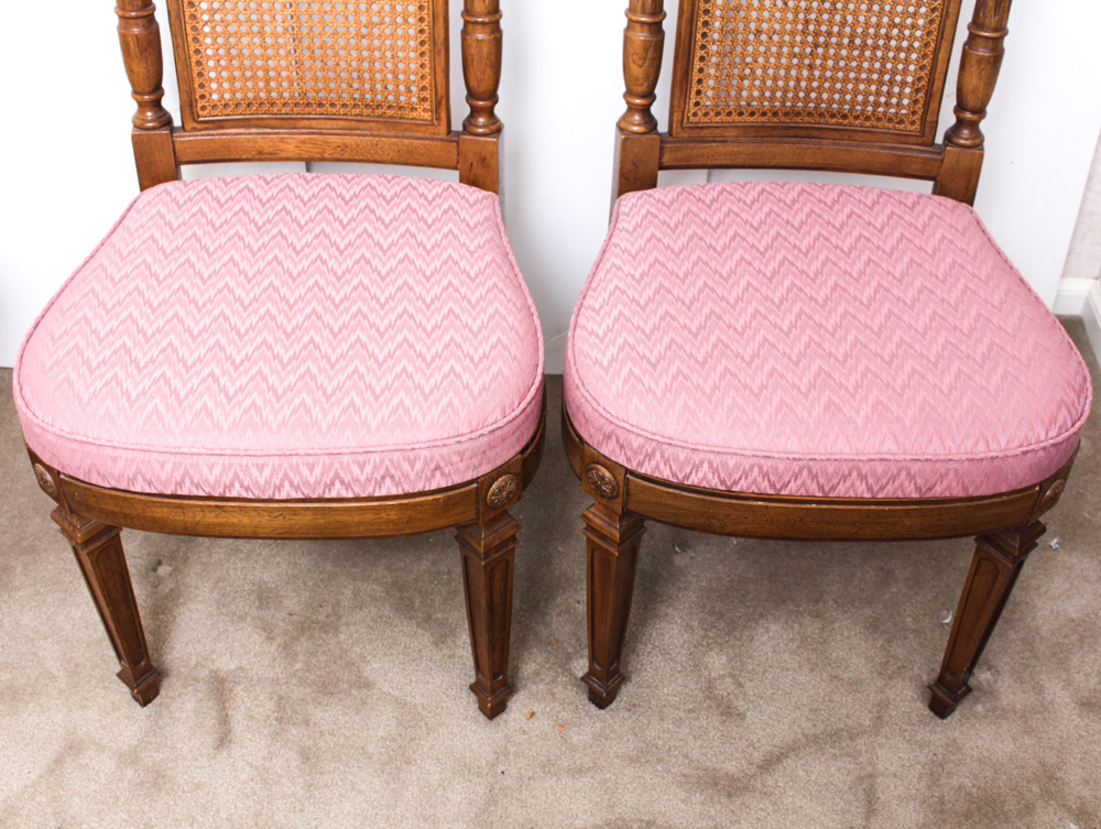 Cane Back Accent Chairs and Side Table