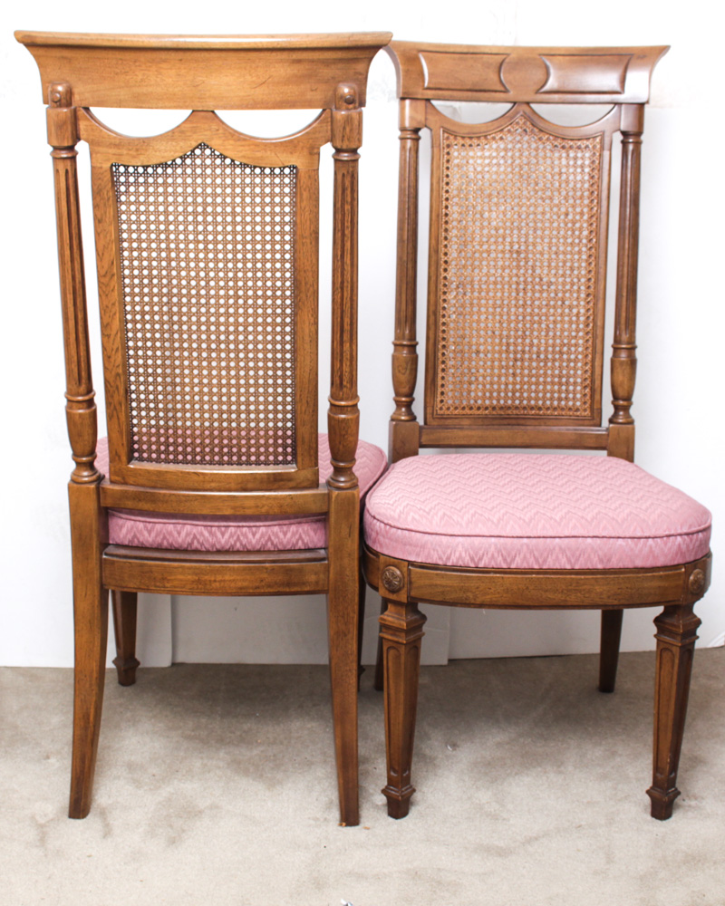 Cane Back Accent Chairs and Side Table