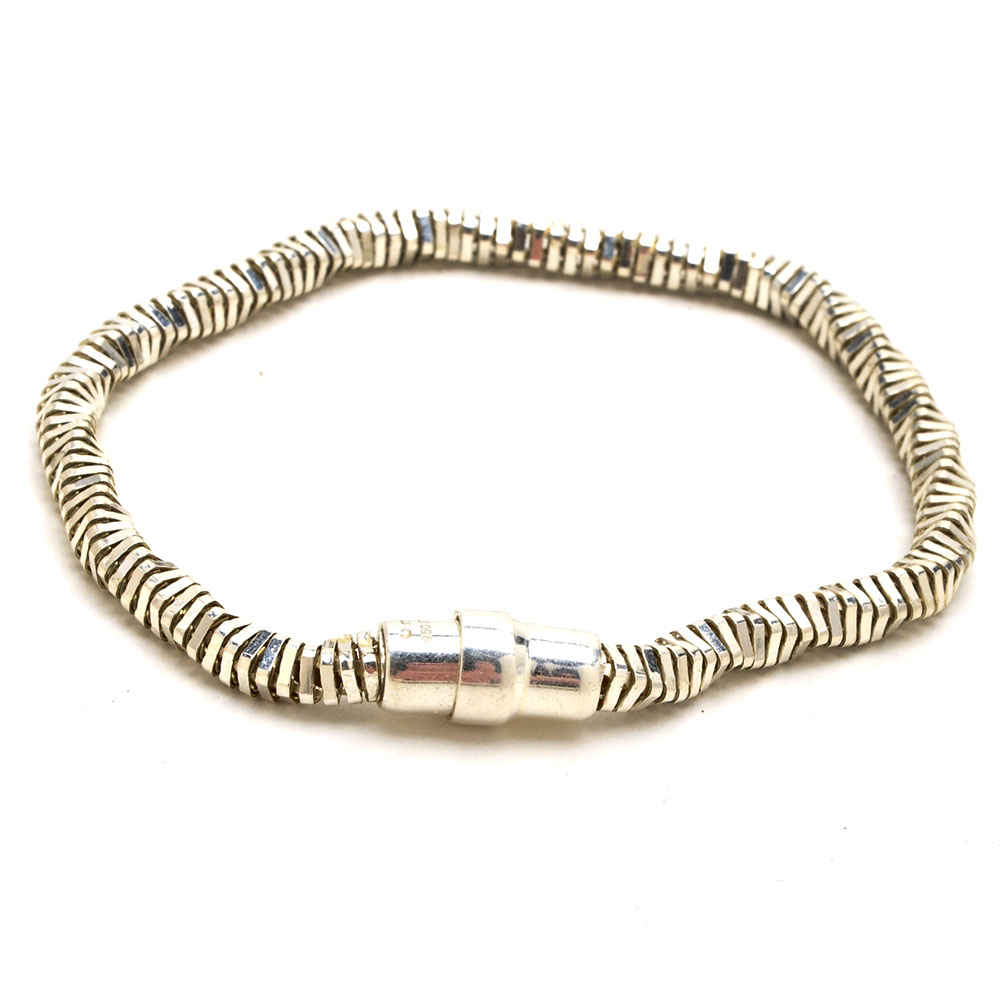 Sterling Silver Diamond-Cut Twisted Bracelet