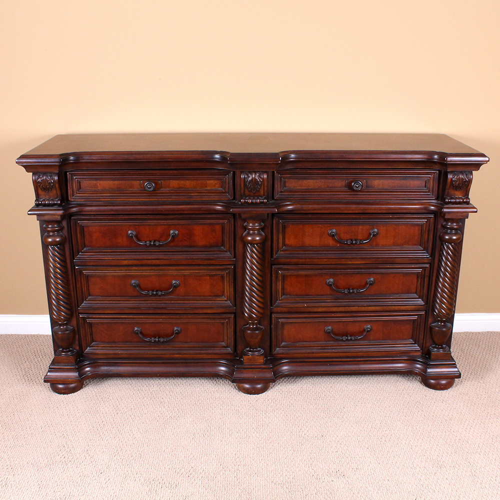 American Empire Style Mahogany Veneered Chest of Drawers with Mirror by Fairmont Designs