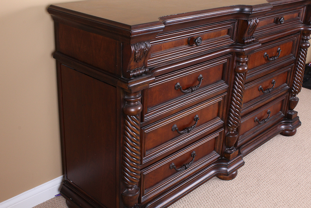 American Empire Style Mahogany Veneered Chest of Drawers with Mirror by Fairmont Designs