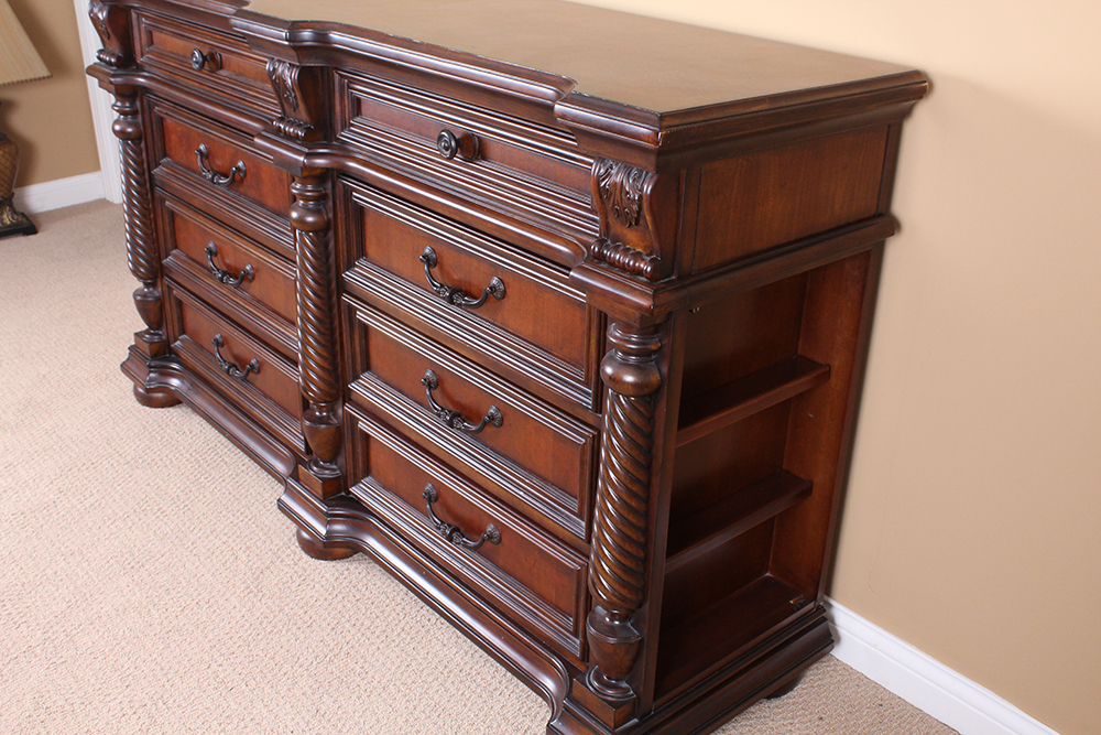 American Empire Style Mahogany Veneered Chest of Drawers with Mirror by Fairmont Designs