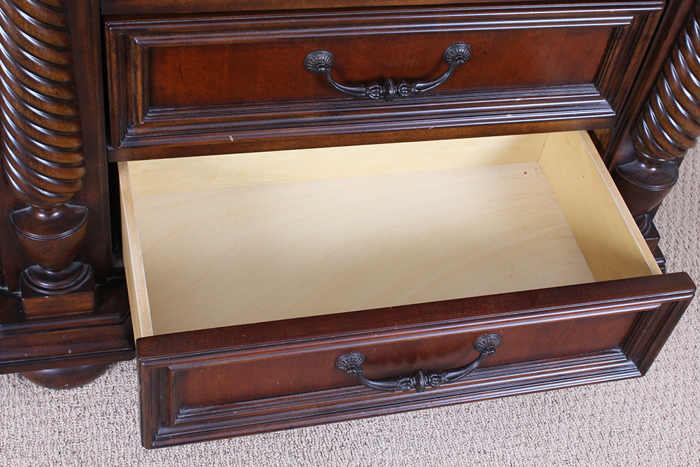 American Empire Style Mahogany Veneered Chest of Drawers with Mirror by Fairmont Designs