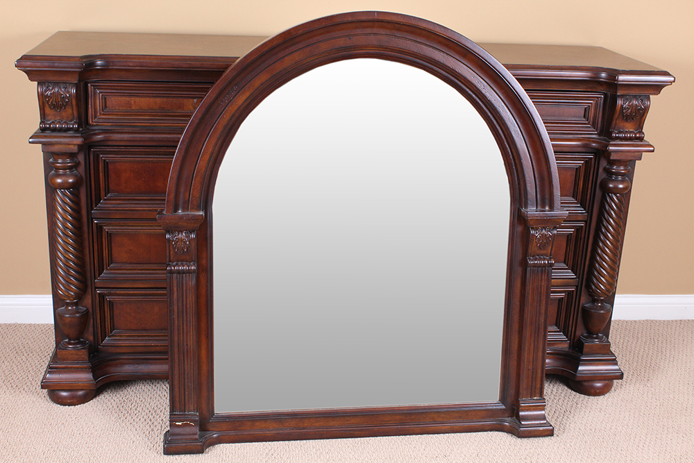 American Empire Style Mahogany Veneered Chest of Drawers with Mirror by Fairmont Designs