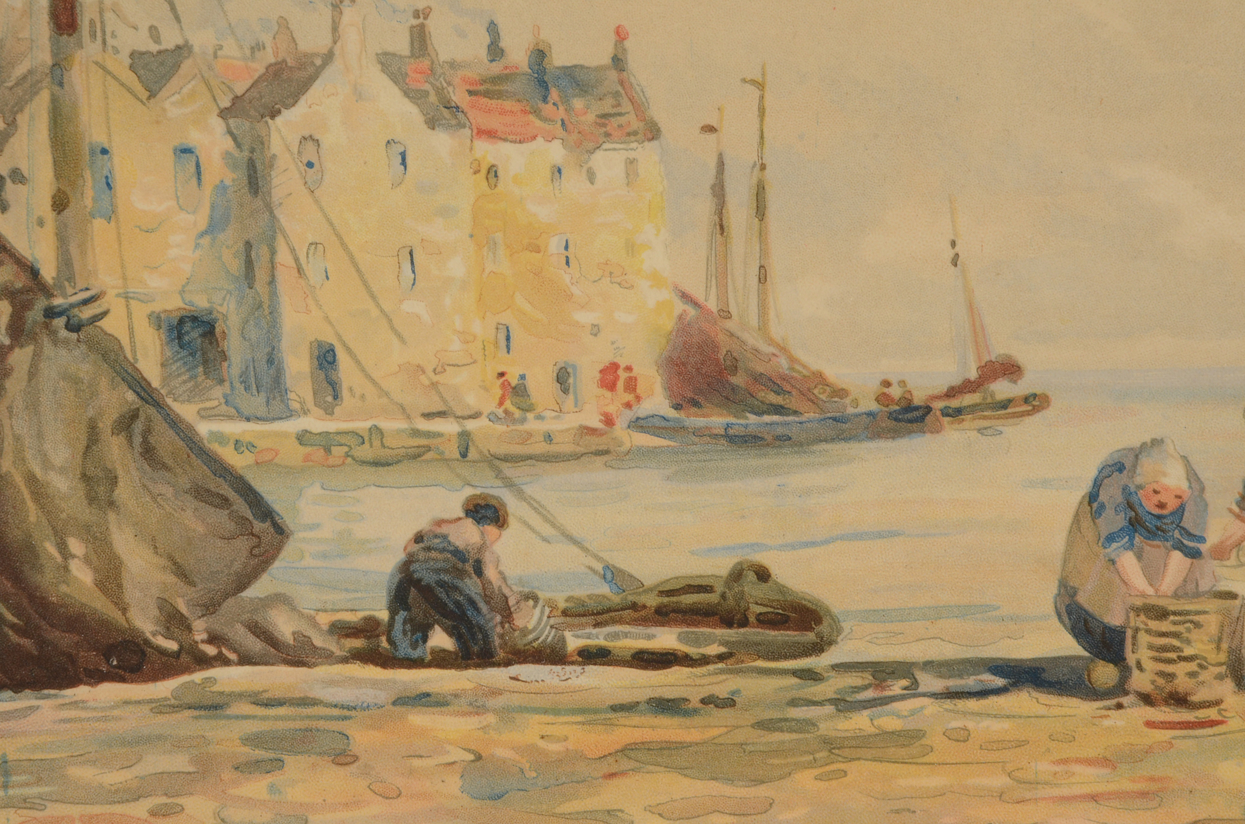 Antique Chromolithograph after Hamilton Glass Watercolor