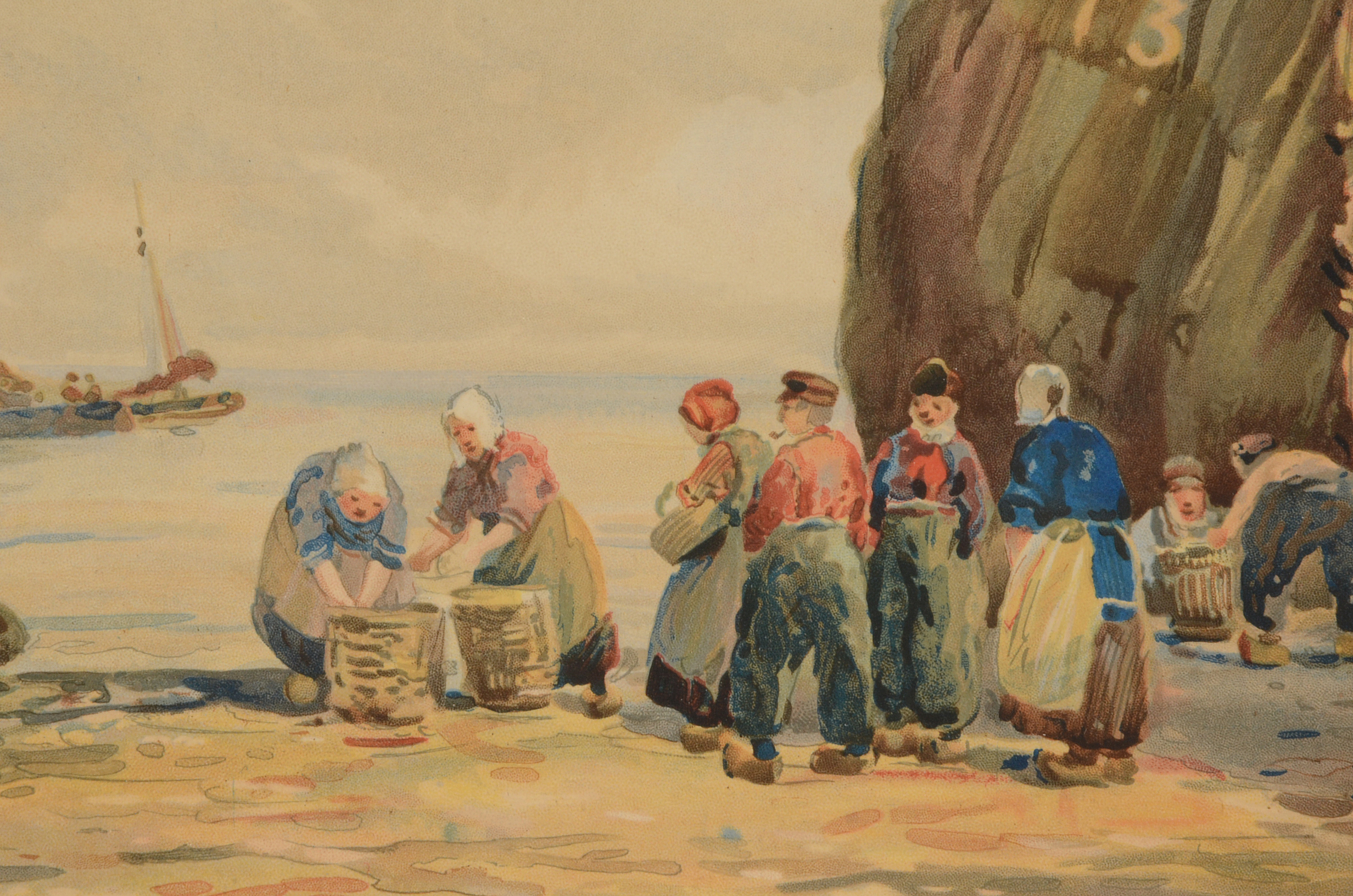 Antique Chromolithograph after Hamilton Glass Watercolor