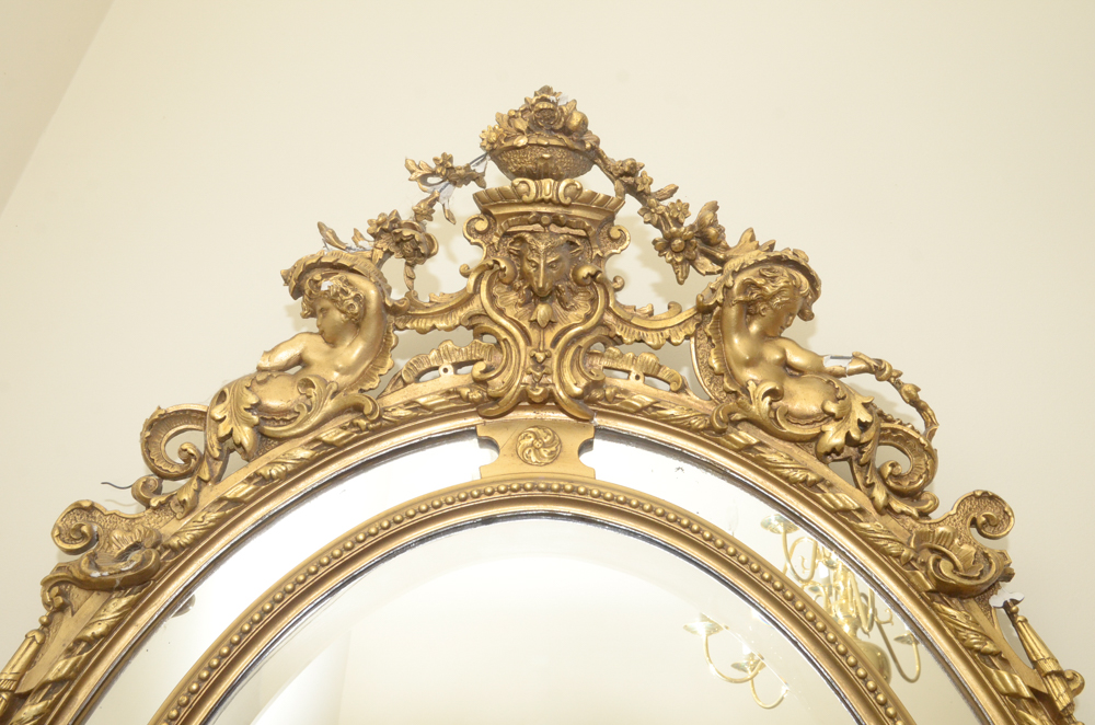 Antique Victorian Gilt and Gesso Mirror
