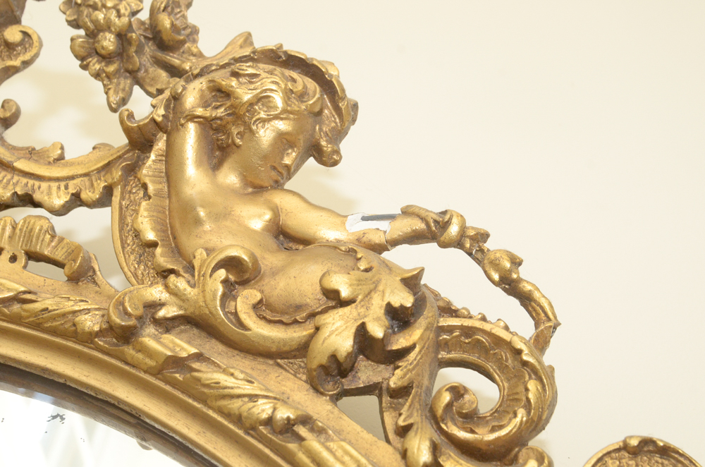 Antique Victorian Gilt and Gesso Mirror