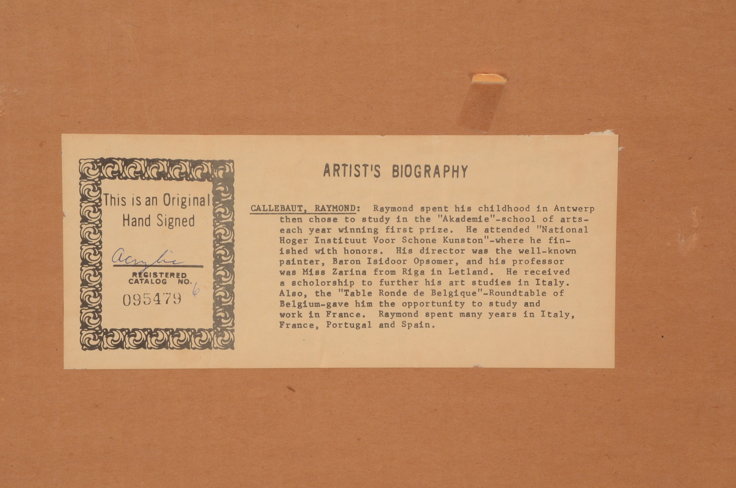 Raymond Callebaut Original Acrylic Painting