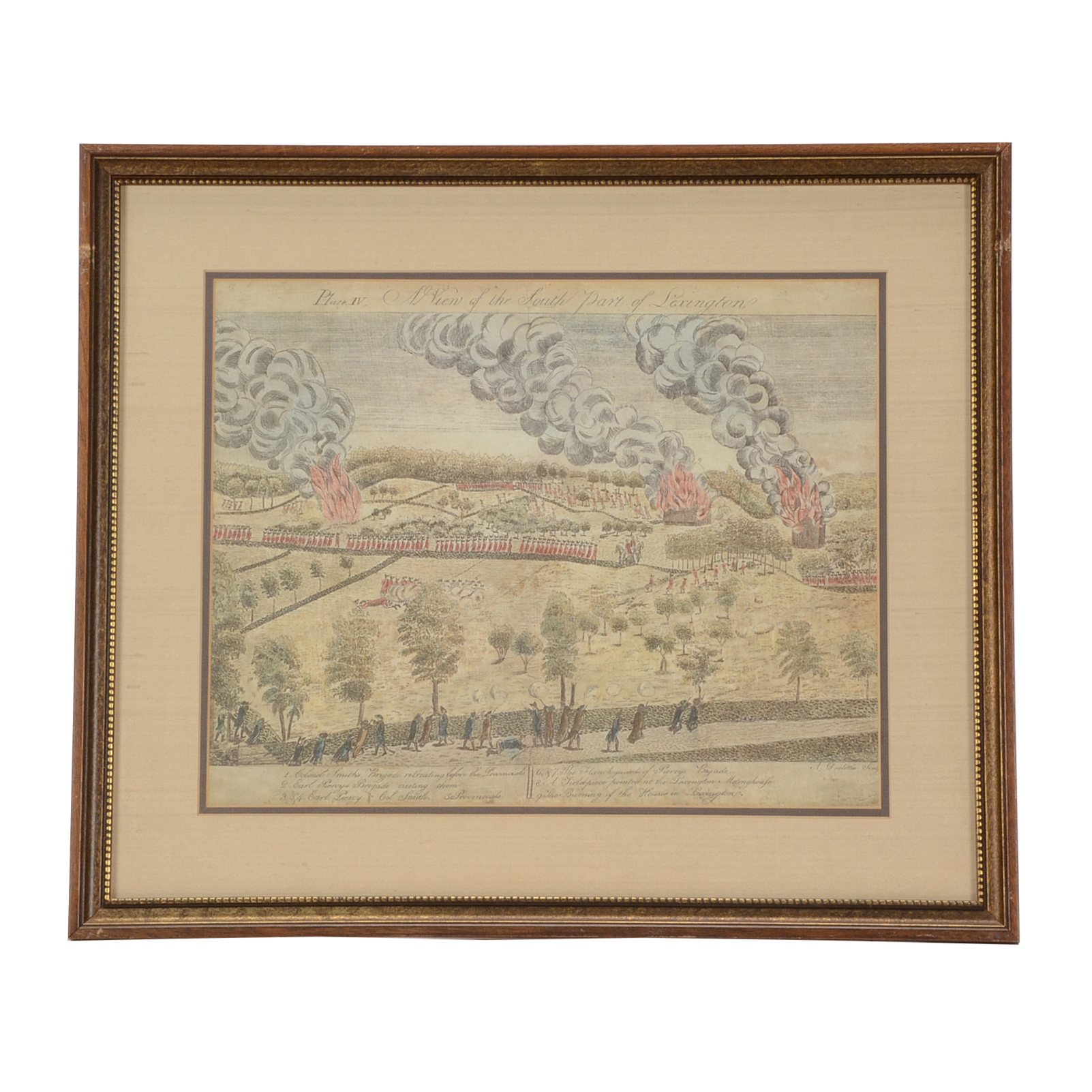 Offset Lithographic Reproduction after 1775 Amos Doolittle Engraving "A View of the South Part of Lexington"